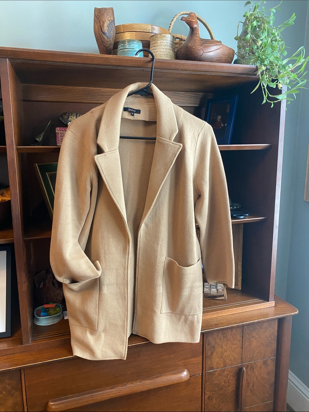 Quince Camel Open-Front Knit Blazer 🧶